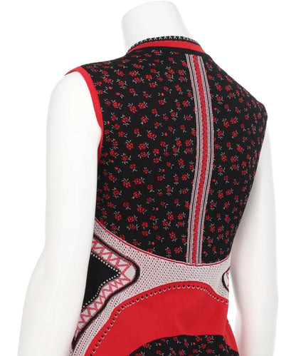 FLORAL JACQUARD SLEEVELESS KNITTED TOP