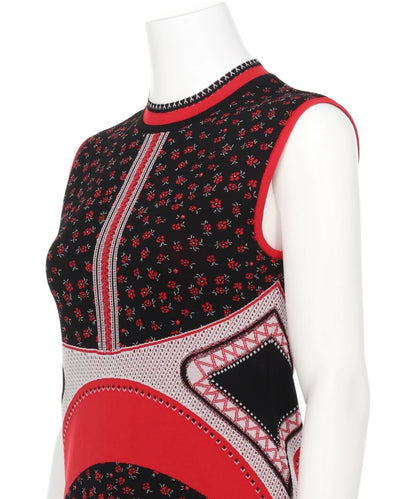 FLORAL JACQUARD SLEEVELESS KNITTED TOP