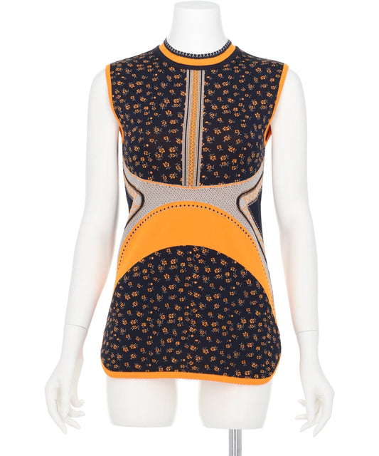 FLORAL JACQUARD SLEEVELESS KNITTED TOP