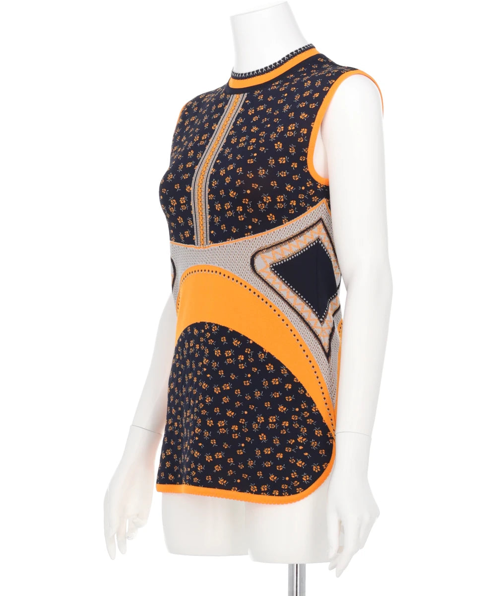 FLORAL JACQUARD SLEEVELESS KNITTED TOP – MIDWEST ONLINE STORE