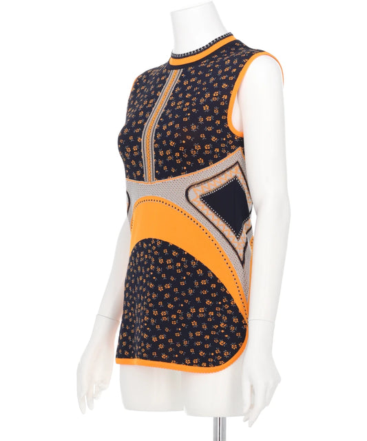 FLORAL JACQUARD SLEEVELESS KNITTED TOP