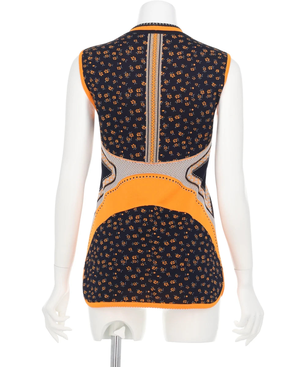 FLORAL JACQUARD SLEEVELESS KNITTED TOP – MIDWEST ONLINE STORE FLORAL JACQUARD SLEEVELESS KNITTED TOP – MIDWEST ONLINE STORE