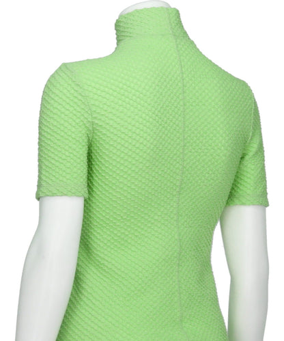 SHIRRING JERSEY JACQUARD HIGH NECK TOP