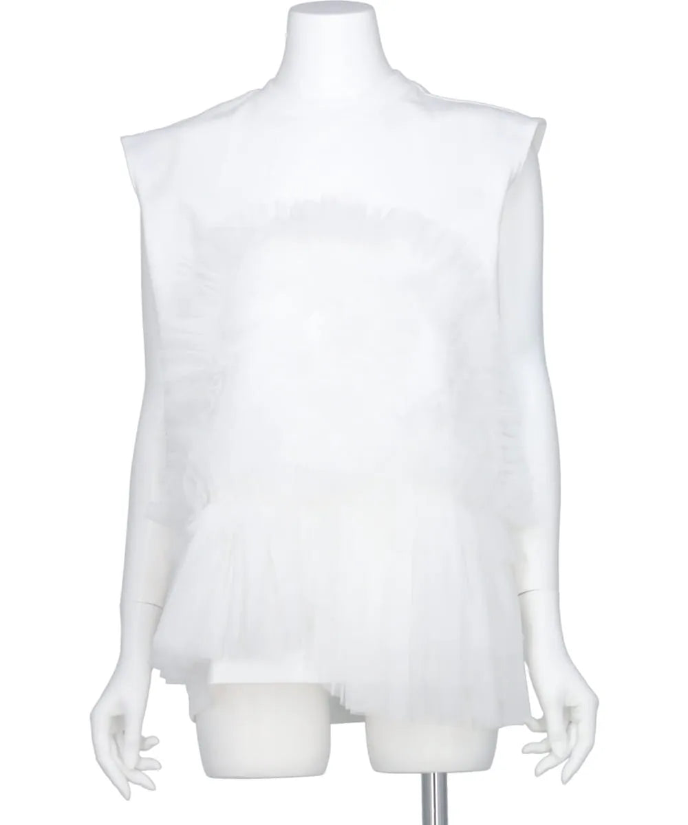 TULLE SLEEVELESS T-SHIRT