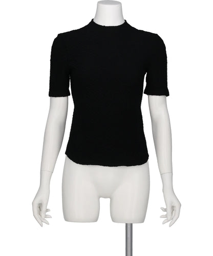 SHIRRING JERSEY JACQUARD SHORT SLEEVE TOP