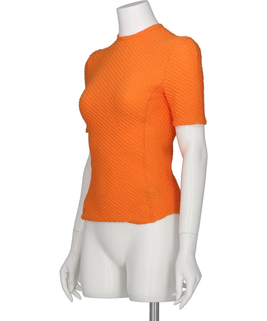 SHIRRING JERSEY JACQUARD SHORT SLEEVE TOP