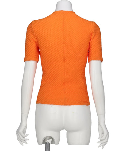 SHIRRING JERSEY JACQUARD SHORT SLEEVE TOP