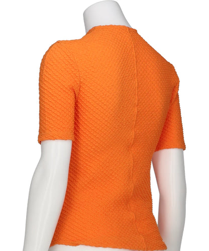 SHIRRING JERSEY JACQUARD SHORT SLEEVE TOP