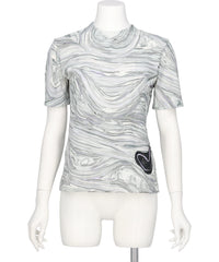 Mame Kurogouchi(マメクロゴウチ) MARBLE PRINT JERSEY SHORT SLEEVE TOP