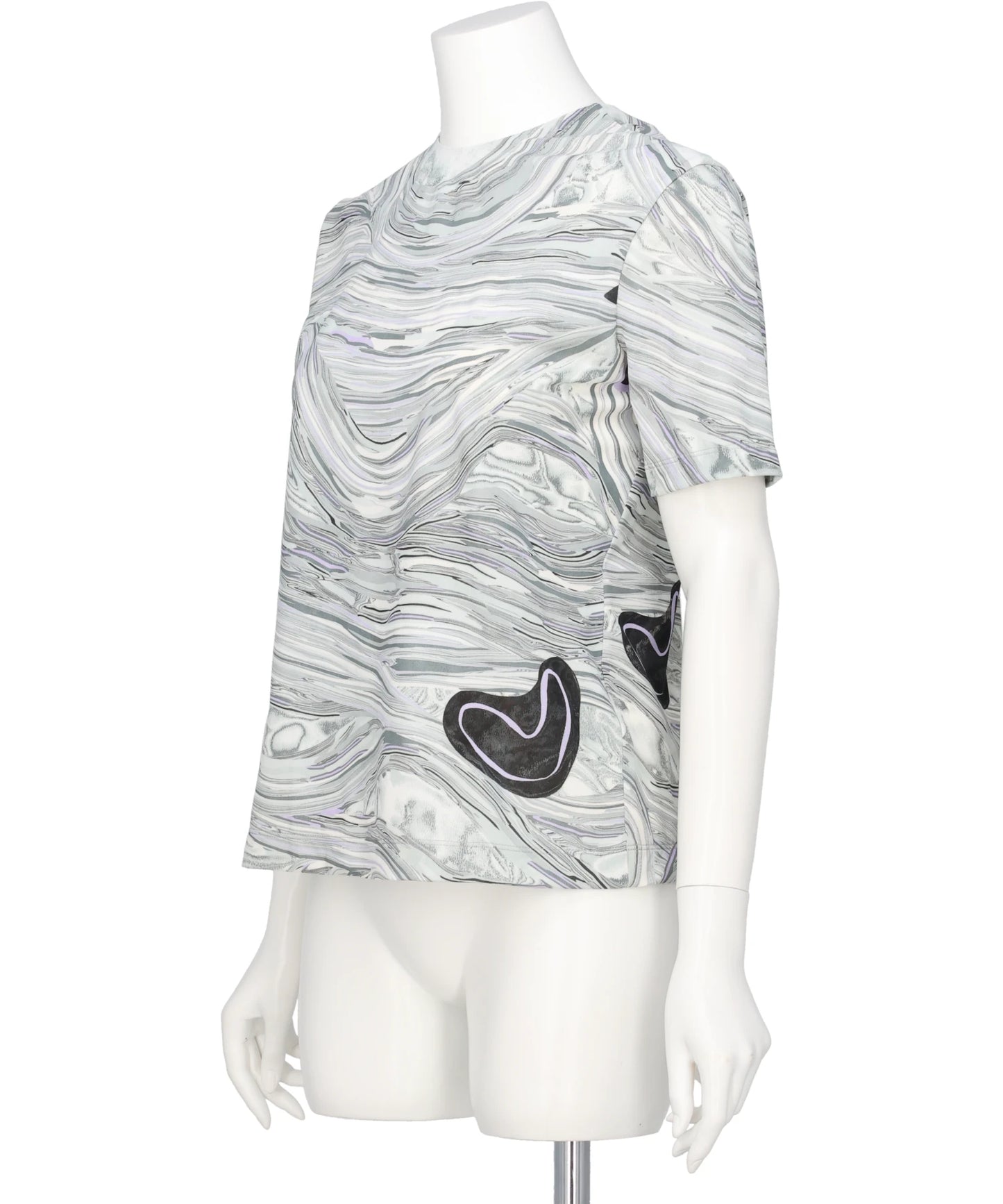 MARBLE PRINT JERSEY SHORT SLEEVE TOP