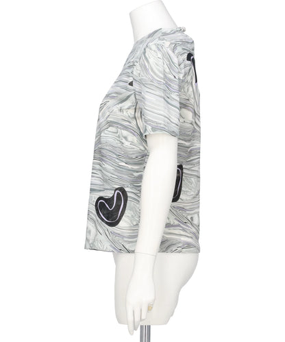 MARBLE PRINT JERSEY SHORT SLEEVE TOP
