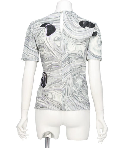MARBLE PRINT JERSEY SHORT SLEEVE TOP