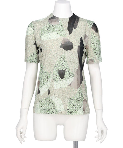 MARBLE PRINT JERSEY SHORT SLEEVE TOP