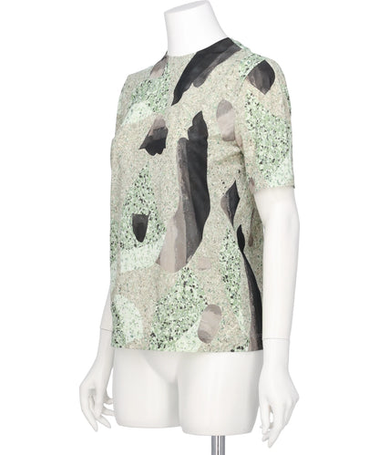 MARBLE PRINT JERSEY SHORT SLEEVE TOP