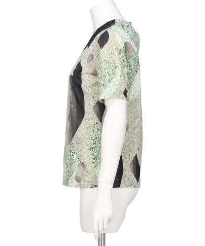 MARBLE PRINT JERSEY SHORT SLEEVE TOP