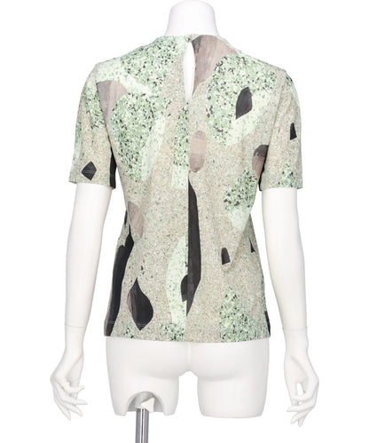 MARBLE PRINT JERSEY SHORT SLEEVE TOP