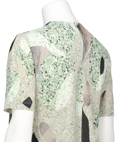 MARBLE PRINT JERSEY SHORT SLEEVE TOP