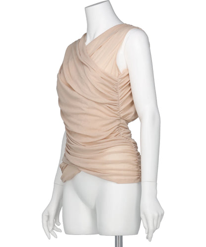 SHEER GATHERED SLEEVELESS TOP