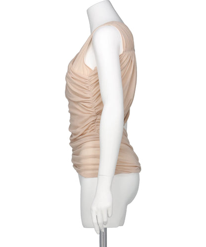 SHEER GATHERED SLEEVELESS TOP