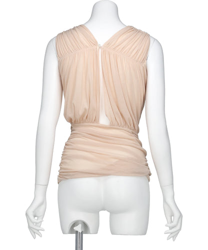 SHEER GATHERED SLEEVELESS TOP