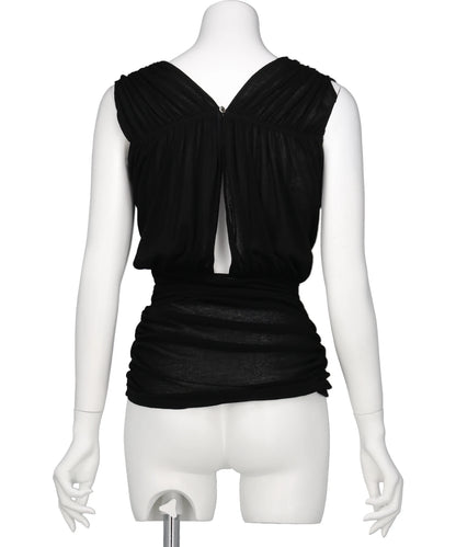 SHEER GATHERED SLEEVELESS TOP