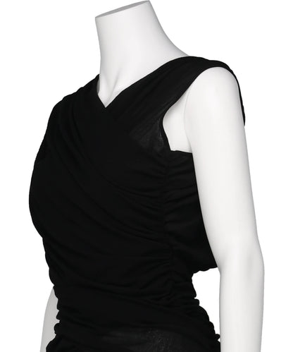 SHEER GATHERED SLEEVELESS TOP