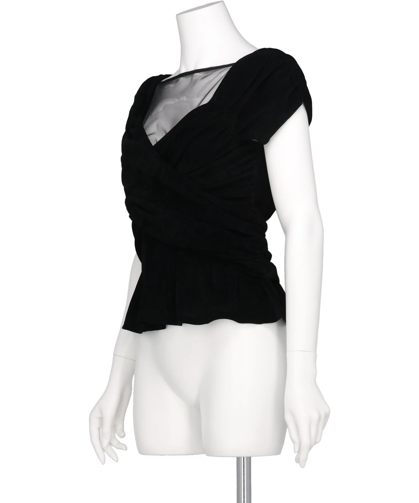 VELVET TULLE GATHERED TOP
