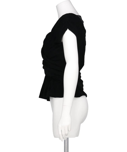 VELVET TULLE GATHERED TOP