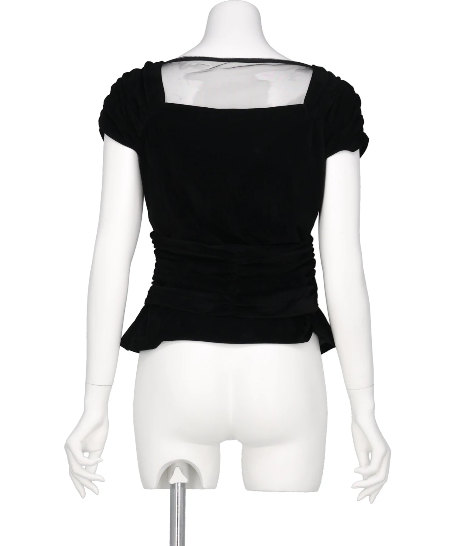 VELVET TULLE GATHERED TOP