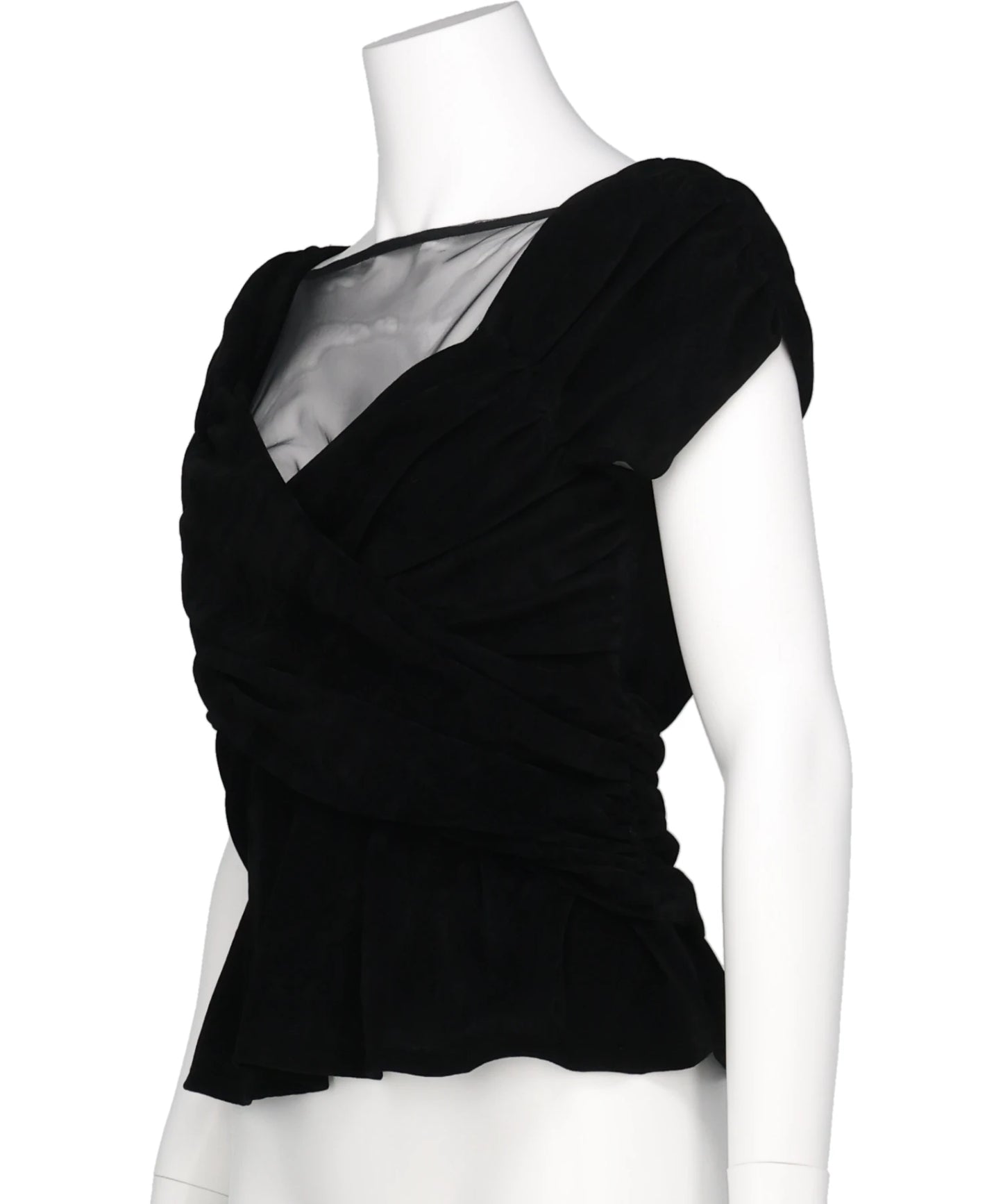 VELVET TULLE GATHERED TOP