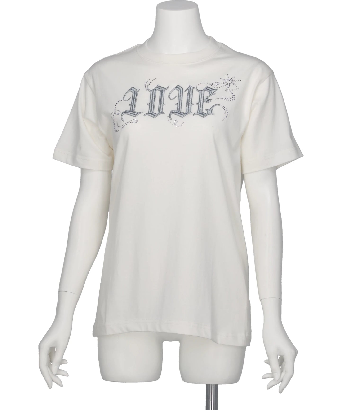 tanakadaisuke(タナカダイスケ) 2026AW LOVE SPARKLE T-SHIRT / WHITE×SILVER TD-25AW-PO91