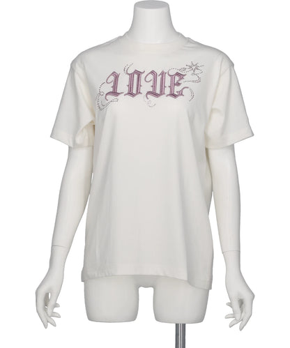 LOVE SPARKLE T-SHIRT / WHITE×PINK