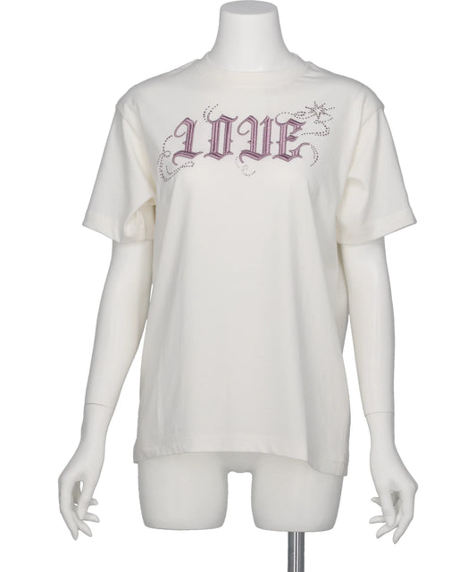 LOVE SPARKLE T-SHIRT / WHITE×PINK