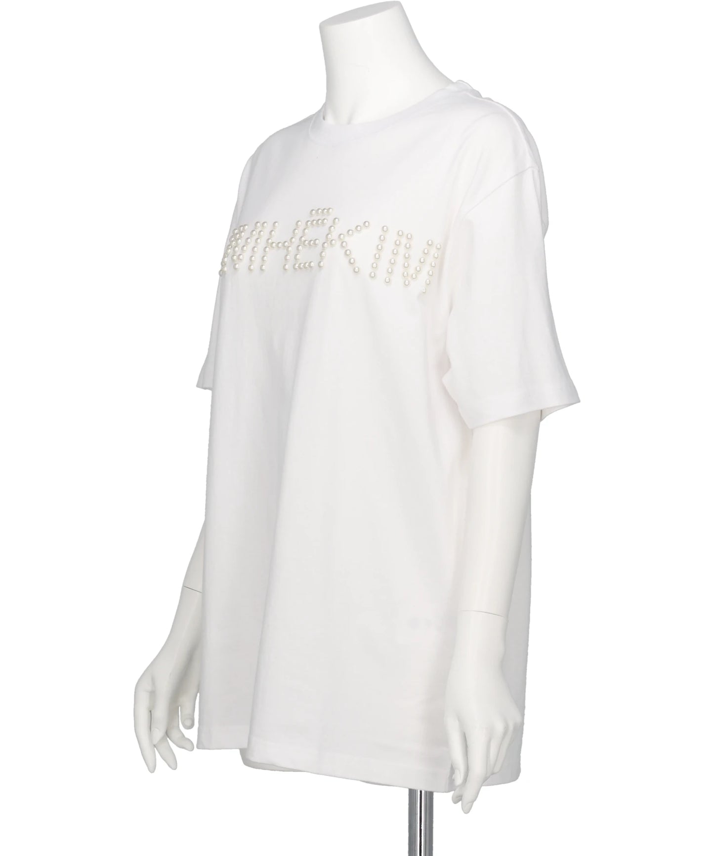 LOGO T-SHIRT WITH PEARL EMBELLISHMENT