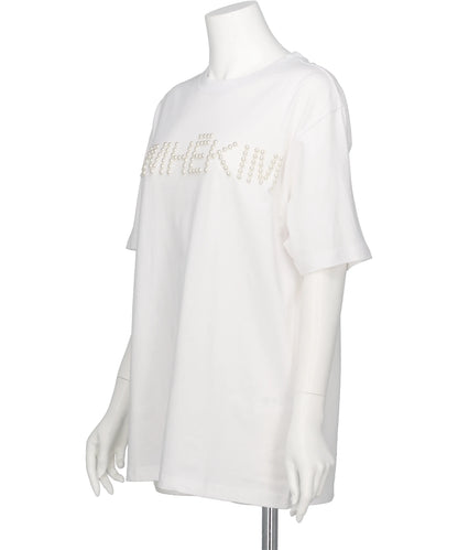 LOGO T-SHIRT WITH PEARL EMBELLISHMENT