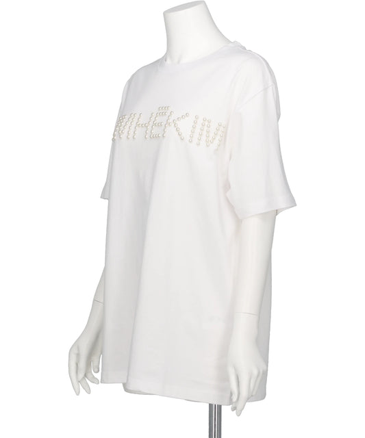 LOGO T-SHIRT WITH PEARL EMBELLISHMENT
