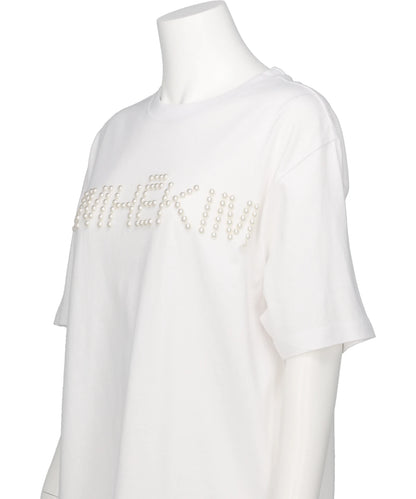 LOGO T-SHIRT WITH PEARL EMBELLISHMENT