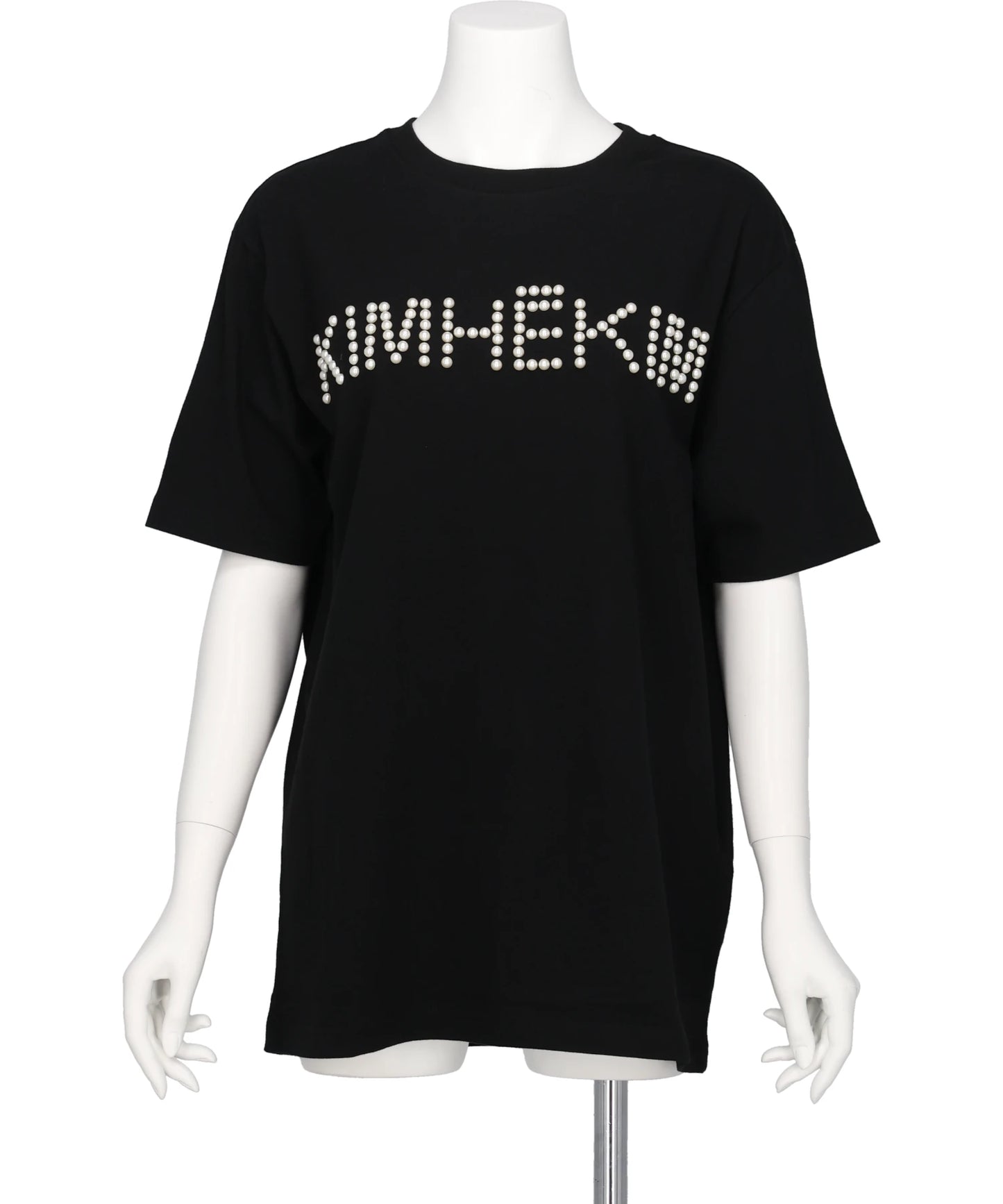 LOGO T-SHIRT WITH PEARL EMBELLISHMENT