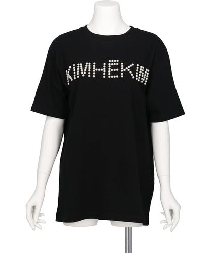 LOGO T-SHIRT WITH PEARL EMBELLISHMENT