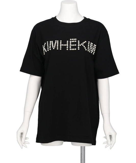 LOGO T-SHIRT WITH PEARL EMBELLISHMENT