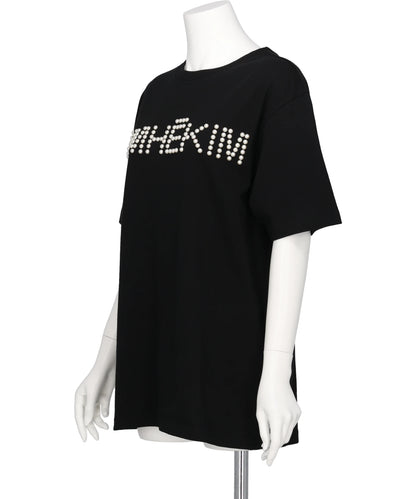 LOGO T-SHIRT WITH PEARL EMBELLISHMENT