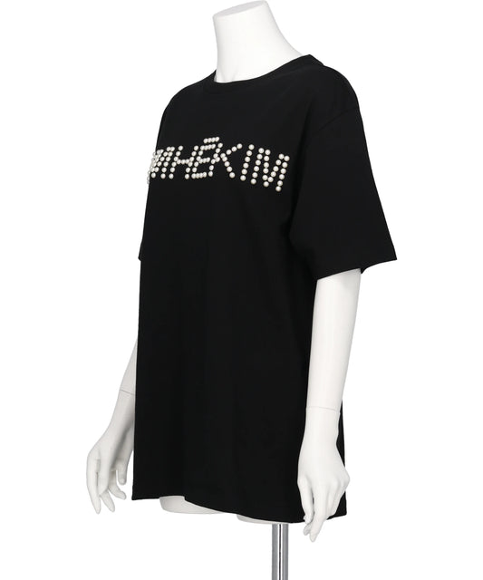 LOGO T-SHIRT WITH PEARL EMBELLISHMENT