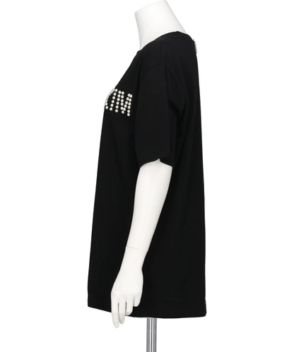 LOGO T-SHIRT WITH PEARL EMBELLISHMENT