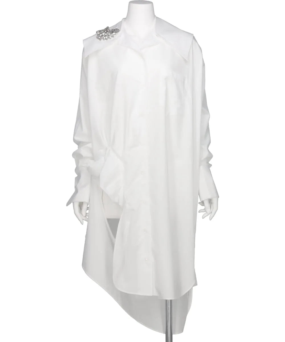 Simone Rocha(シモーンロシャ)OVERSIZED GATHERED SLIT DETAIL SHIRT W/ EMB