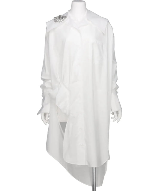 Simone Rocha(シモーンロシャ)OVERSIZED GATHERED SLIT DETAIL SHIRT W/ EMB