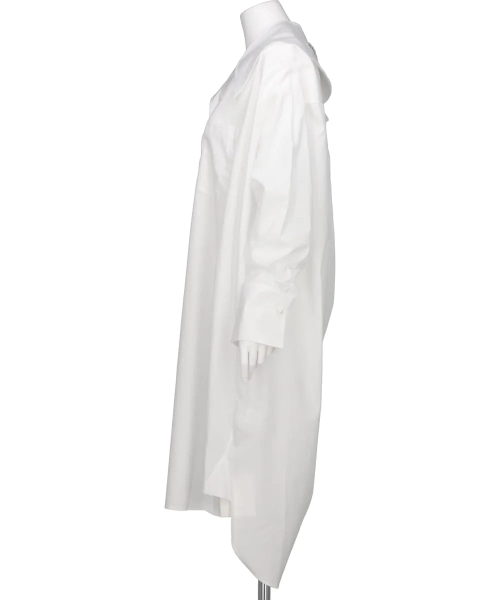 OVERSIZED GATHERED SLIT DETAIL SHIRT W/ EMB