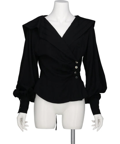 ROSE JAQUARD STRIPE SAILOR COLLAR BLOUSE