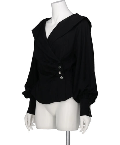 ROSE JAQUARD STRIPE SAILOR COLLAR BLOUSE