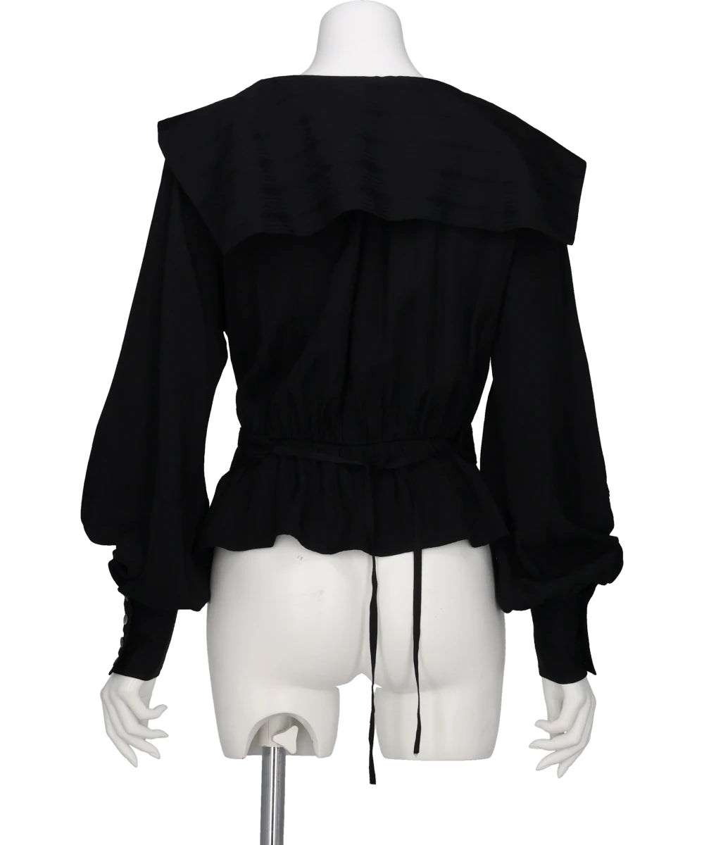 ROSE JAQUARD STRIPE SAILOR COLLAR BLOUSE