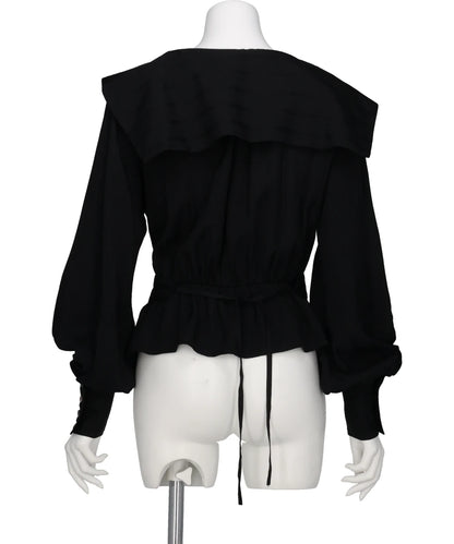 ROSE JAQUARD STRIPE SAILOR COLLAR BLOUSE